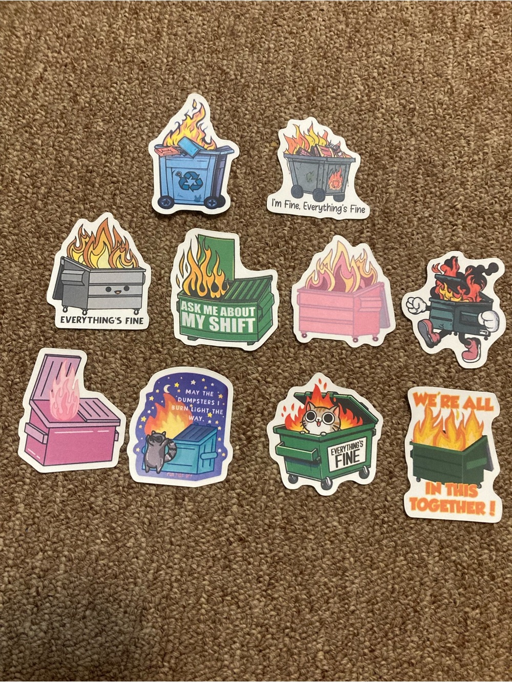 10 Dumpster Fire Stickers